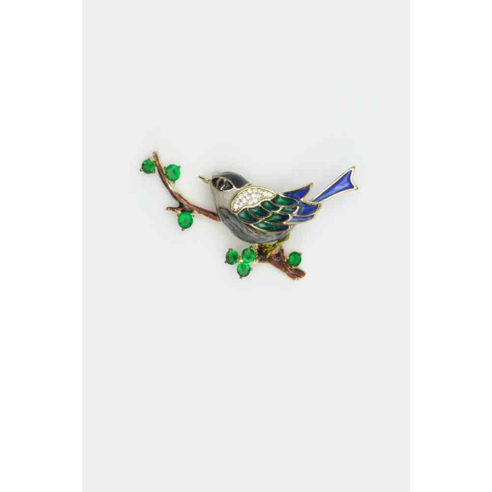 Voodoo Vixen - Painted Enamel Blue Bird Broche - Multicolours